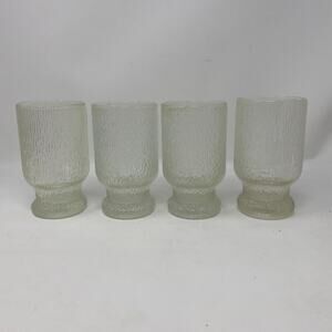 Vintage Indiana Glass crystal ice footed  drinking glass Set of 4